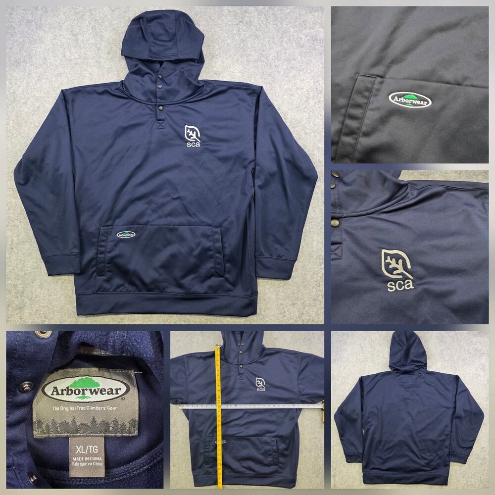Arborwear‎ Hoodie Mens XL Navy Snap Henley Fleece Pullover Tech Single Thick